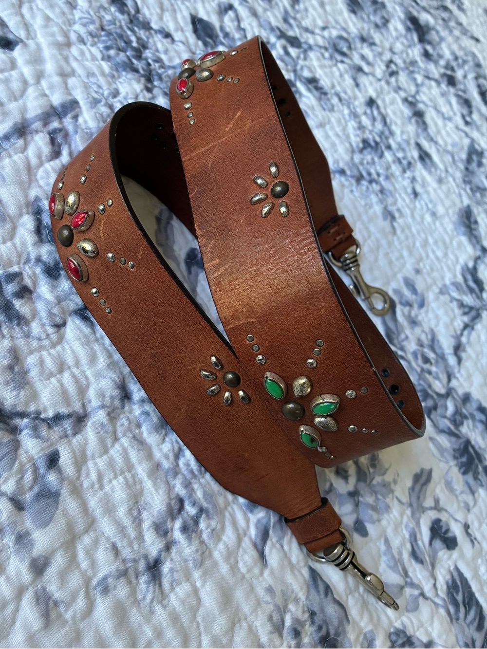 Sundance Western Turquoise Rivet Leather Purse Strap